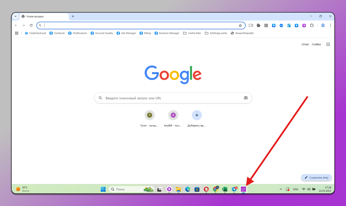 Отключение значка профиля Dolphin Anty