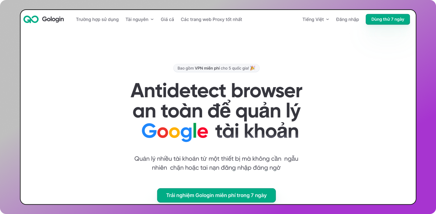 Trang web GoLogin Dolphin Anty
