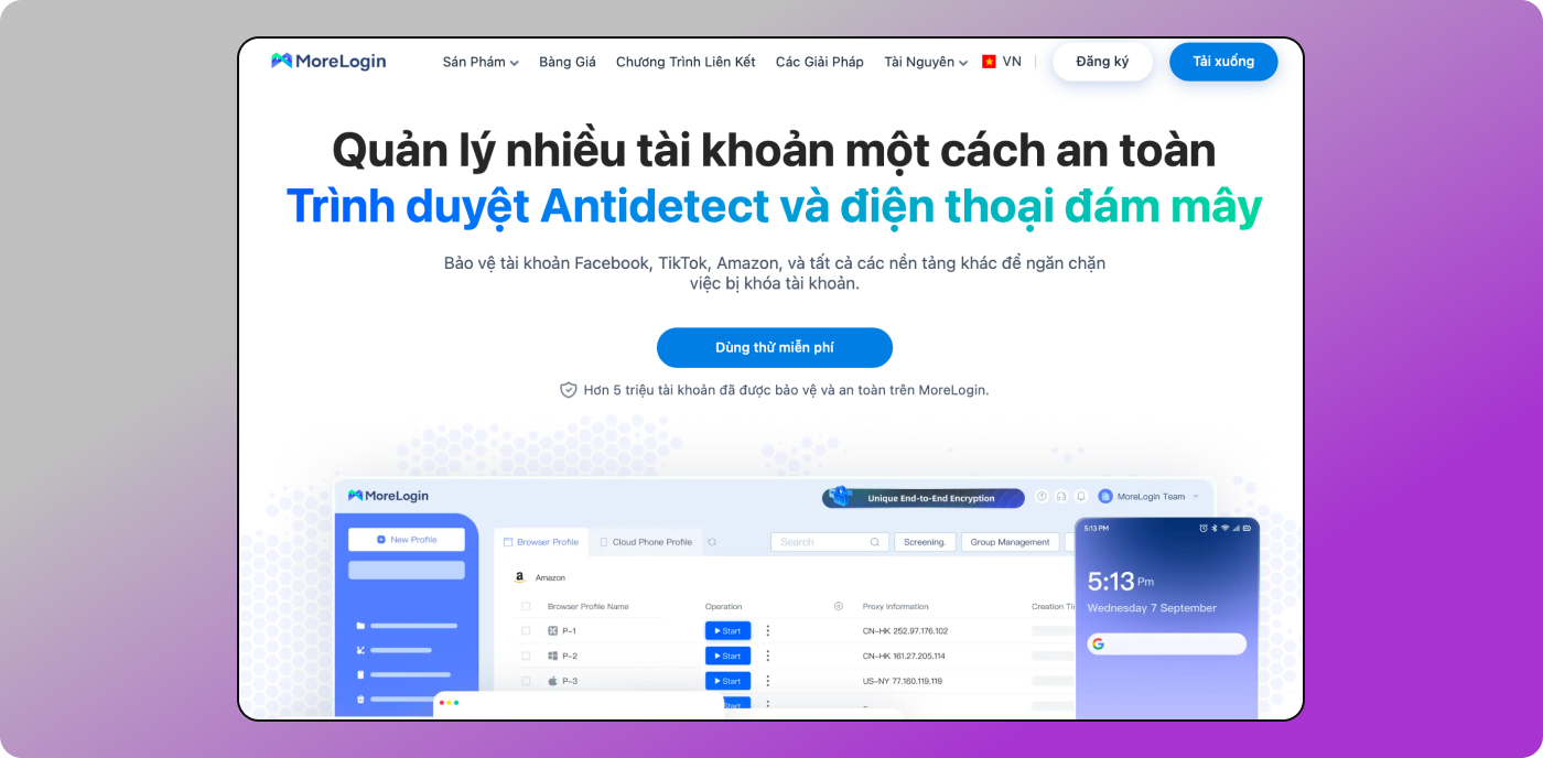 Trang web MoreLogin Dolphin Anty