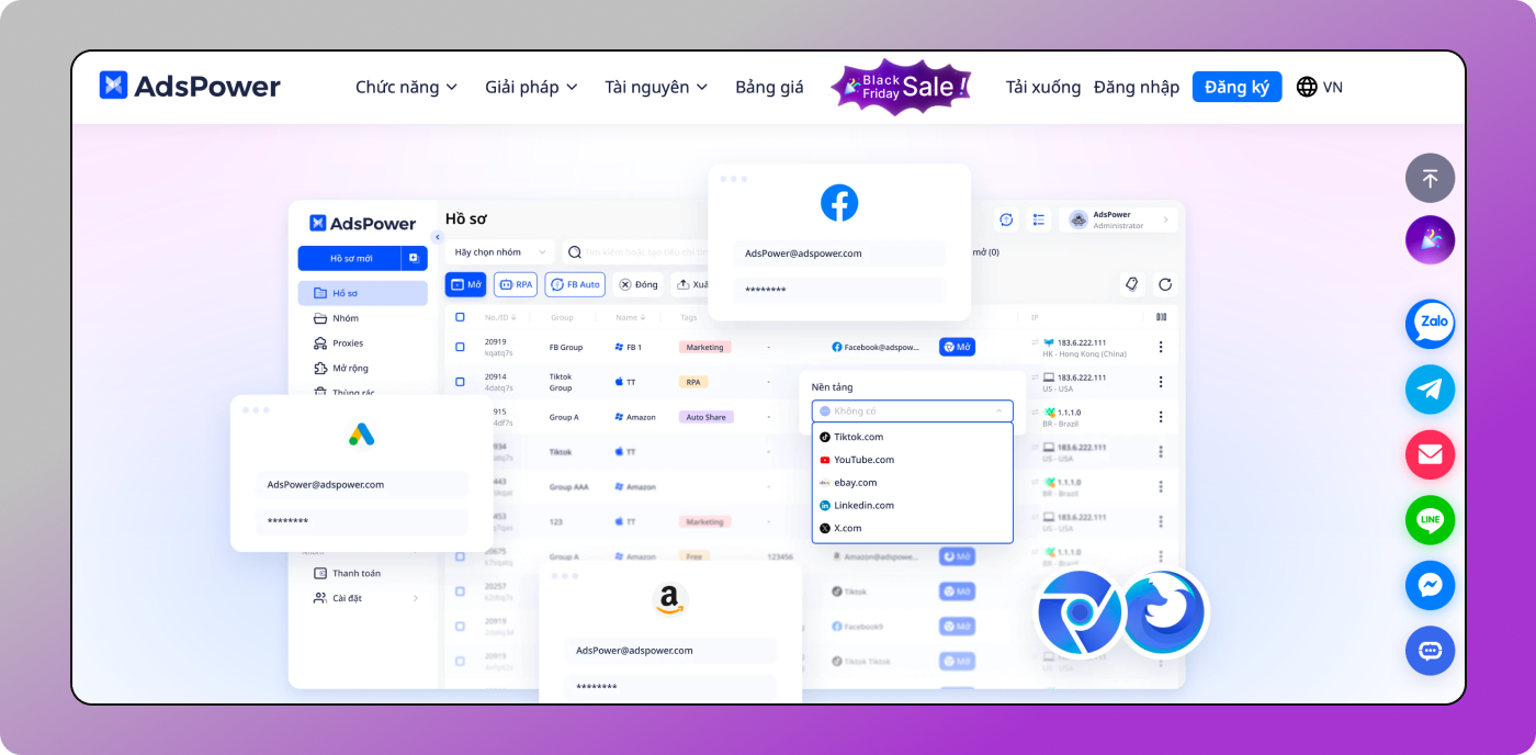 Trang web AdsPower Dolphin Anty