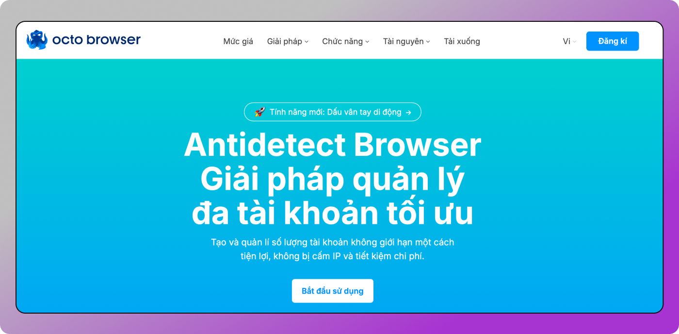 Trang web Octo Browser Dolphin Anty