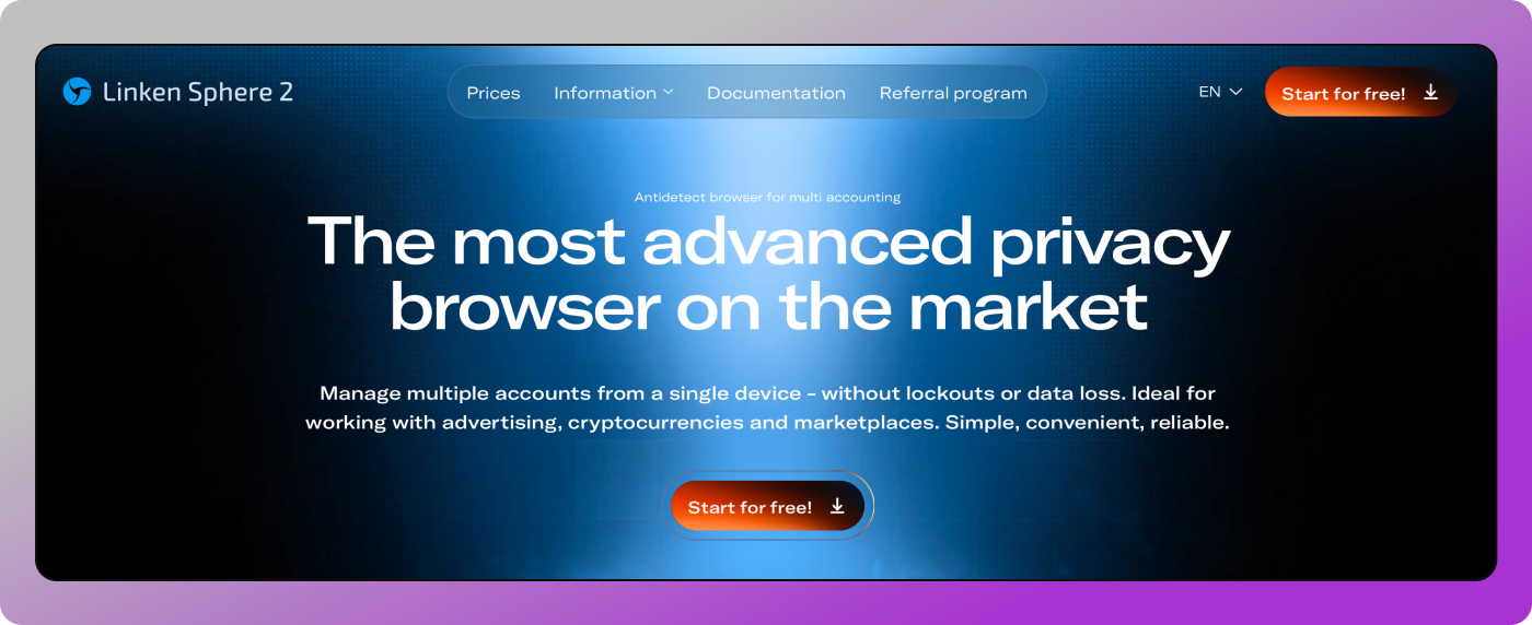 Trang web Linken Sphere 2 Dolphin Anty